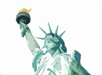 The Statue of Liberty isolated on white background. Flat drawing style by Maria Kray