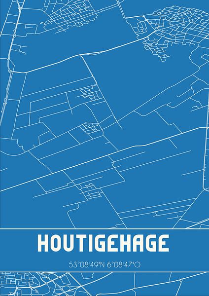 Blaupause | Karte | Houtigehage (Fryslan) von Ortsdrucke