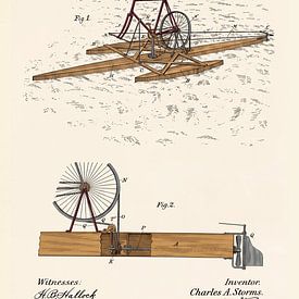 Vintage Bicycle Boat Patent 1899 – Technical Drawing on Vintage Paper by Zeger Knops