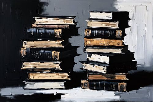 Klassieke boeken stapels op zwart