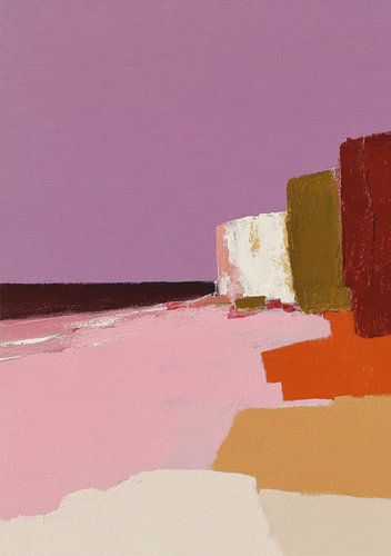 Abstracte compositie in paars en roze