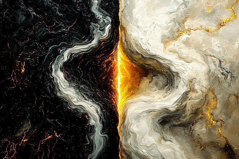 Abstract art with golden flames by Imperial Art House