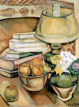 Alice Bailly - Lampe, Bücher und Früchte, 1911 van Peter Balan