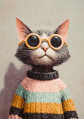Cute cat with jumper illustration