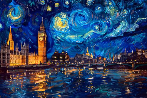 London Sterrennacht Schilderij