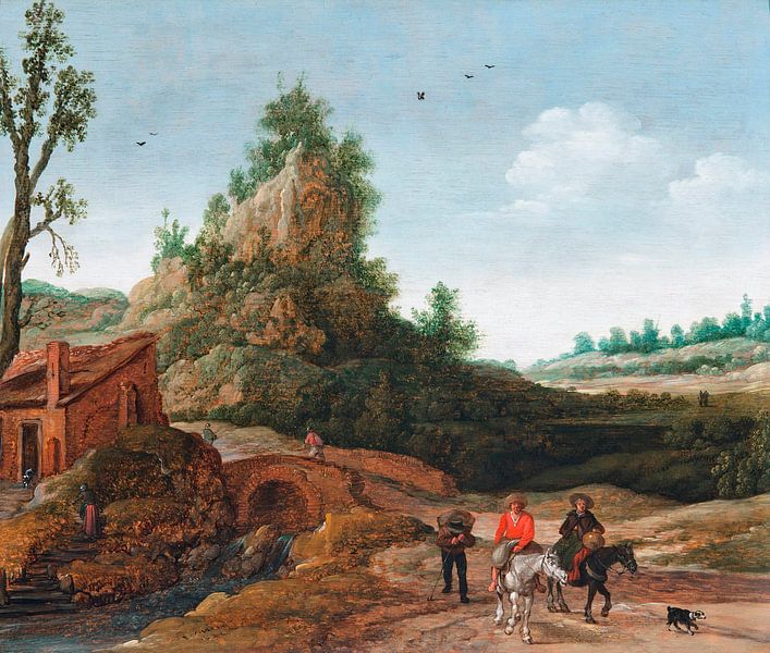 Een landschap met reizigers, Esaias van de Velde van Meesterlijcke Meesters