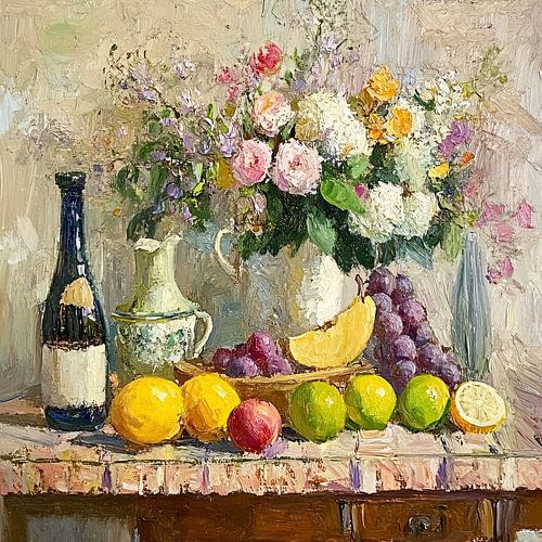 Landelijk zomers stilleven schilderij van Vlindertuin-Art