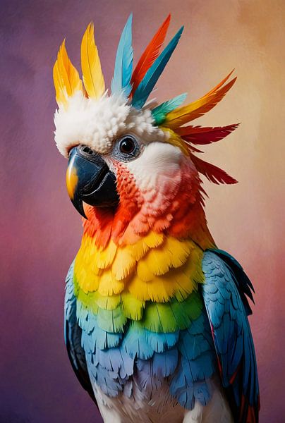 Portrait dynamique et coloré d'un cacatoès par Art & Soul Creations