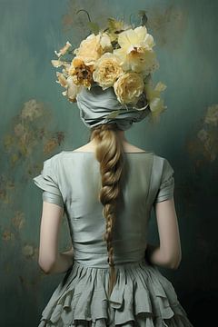 Frau mit Blumen im Haar von Art Lovers