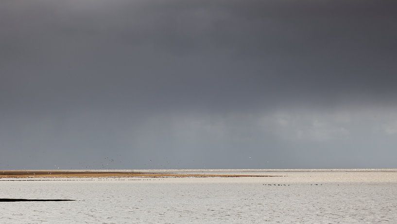 Naderende bui boven de Waddenzee van Dick Doorduin