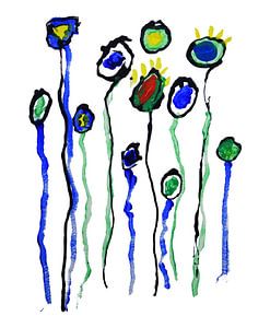 Blumen in Bewegung - Verspielte Farbkomposition