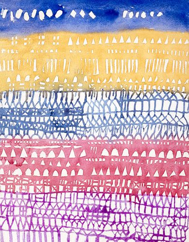 Oude stad (1928) schilderij van Paul Klee