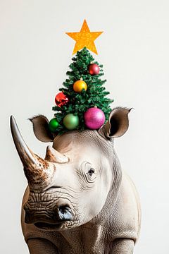 Kerstneushoorn van Poster Art Shop