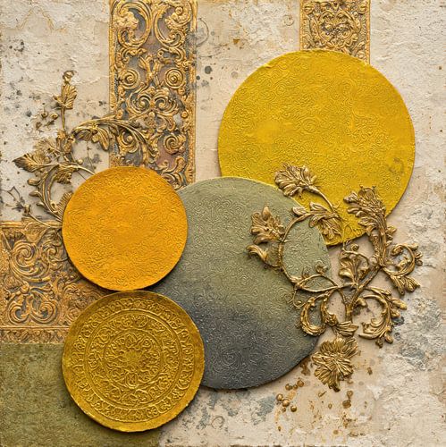 Tijdloze Patronen – Abstracte Kunst met Goud en Textuur