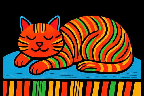 Rustende kat op blauw plateau