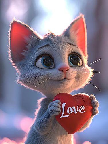 Kitten with love heart
