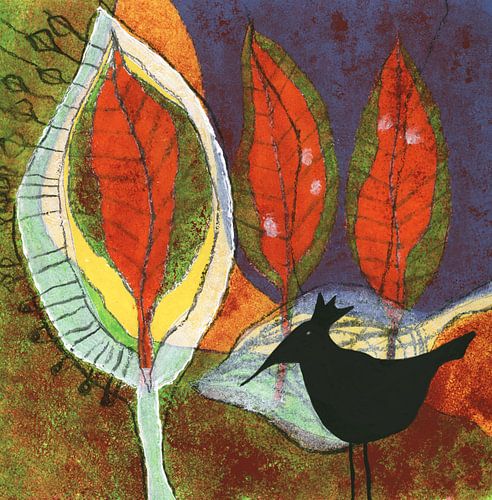 bird and three trees