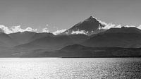 The Lanin volcano in Patagonia black and white