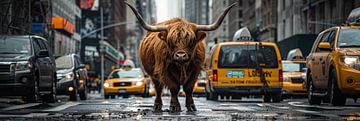Panoramablick auf schottische Highlander in New York von Digitale Schilderijen