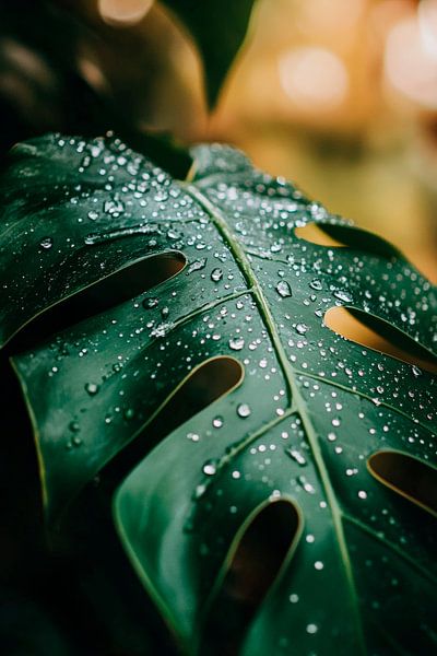 Frische Monstera mit Wassertropfen von Poster Art Shop