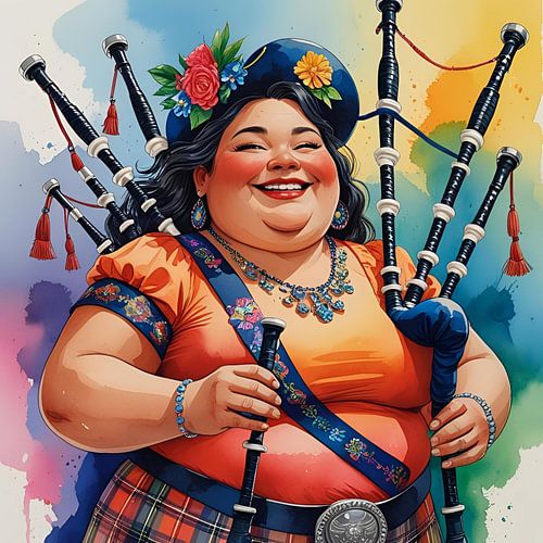 une dame chaleureuse joue de la cornemuse sur De gezellige Dames