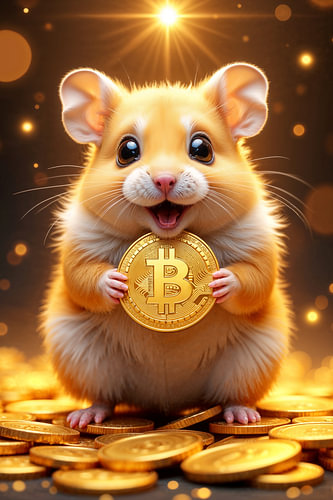 Fantasy Wall Art: CRYPTO HAMSTER – De Bitcoin in de handen van een verzamelaar