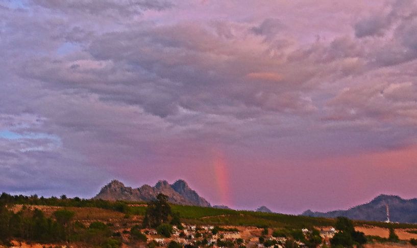 Arc-en-ciel et montagnes mixed media par Werner Lehmann