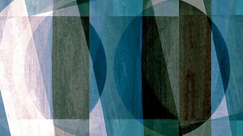 Mid Century Bauhaus Formen in aktuellen Grün Blau Aquarell Farben