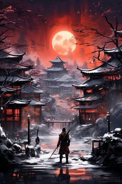 The Samurai In Japan by Digitale Schilderijen
