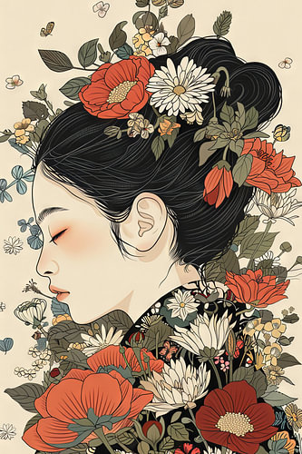 Blossoming silence - Peaceful floral portrait in pastel colours