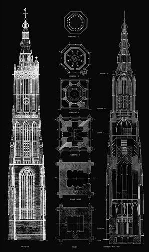 Blauwdruk van de Onze Lieve Vrouwetoren in Amersfoort
