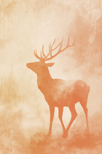 Delicate silhouette of a copper-coloured deer