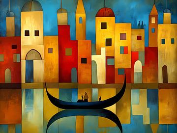 Venise dans le style de Paul Klee, abstrait sur Jan Bechtum
