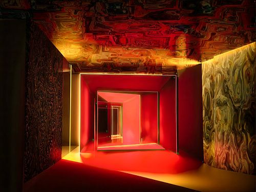 Abstractie in groen en rood