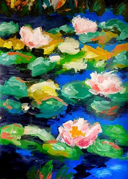 De lotus bloemen / water lelies / Monet waterlely vijver van Jolanda Bakker
