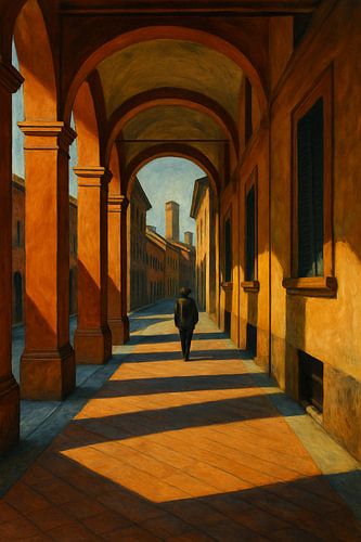 Bologna Bogen in Middaglicht - Tijdloze Italiaanse Architectuur Kunst