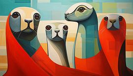 Abstracte zeehonden kubisme panorama