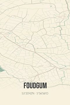 Vintage landkaart van Foudgum (Fryslan) van MijnStadsPoster