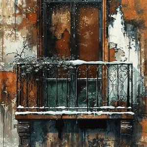 City Winter Balkon Schnee Eiszapfen  melancholisch
