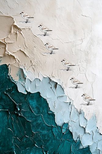 Des pluviers au bord de l'eau