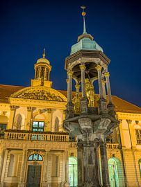 Magdeburg - Magdeburg Horseman and Old Town Hall by night by t.ART