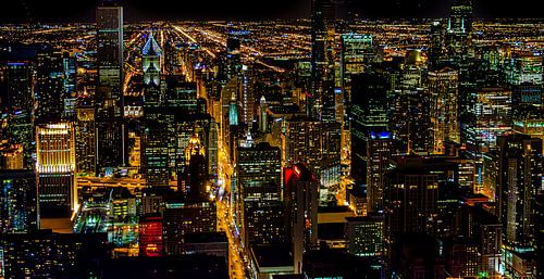 Nachtopname in het centrum van Chicago