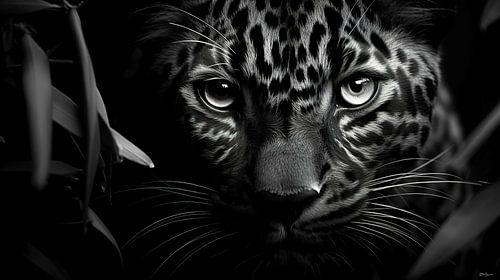 wilde dieren in zwart-wit