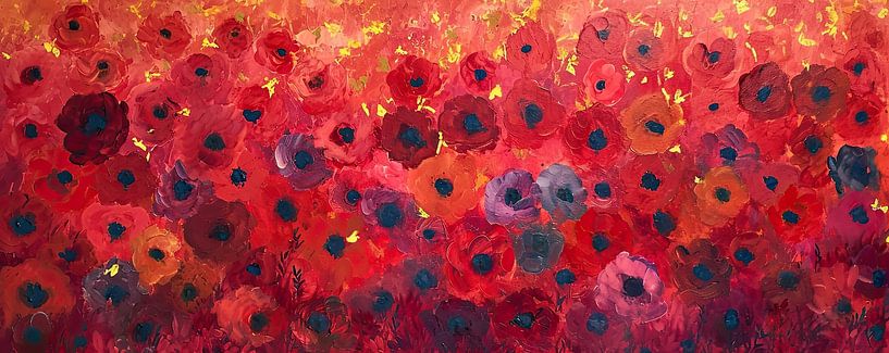 Blumenpanorama in Rot und Lila von True Nature Art