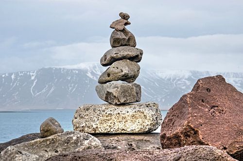 Seven stone cairn in Reykjavik