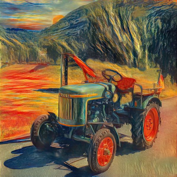 Tracteur Fendt Dieselross dans le style Edvard Much &quot;Le Cri&quot; par Christian Lauer