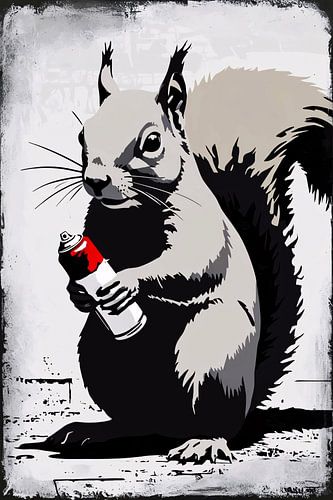 Humoristisch eekhoorn street art ontwerp