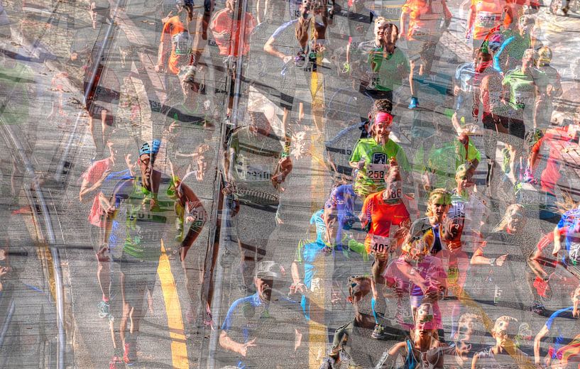 Läufer auf dem  Bremen-Marathon abstrakt, Bremen von Torsten Krüger