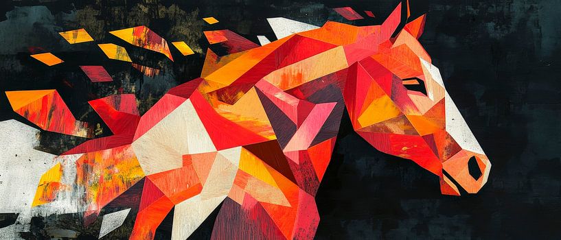Coloured horse illustration in geometric style by Poster Art Shop