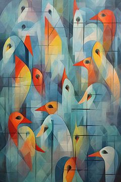 Schilderij Abstracte Vogels | Snavelkunst van ARTEO Schilderijen